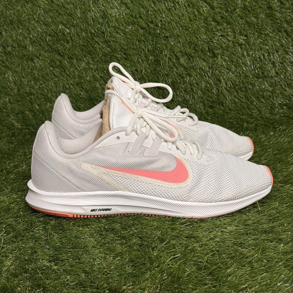 Nike Downshifter 9 Shoes Womens 11 White Pink Running Mesh Sneakers AQ7486-101